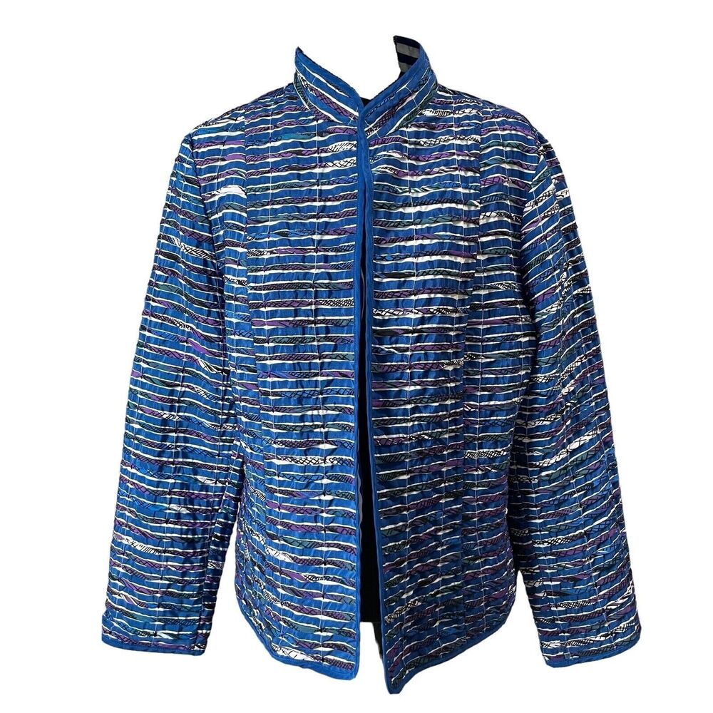 CHICOS Blazer Women's Open front Long Sleeve Standup Collar SZ/ PLUS 1 - Picture 4 of 9